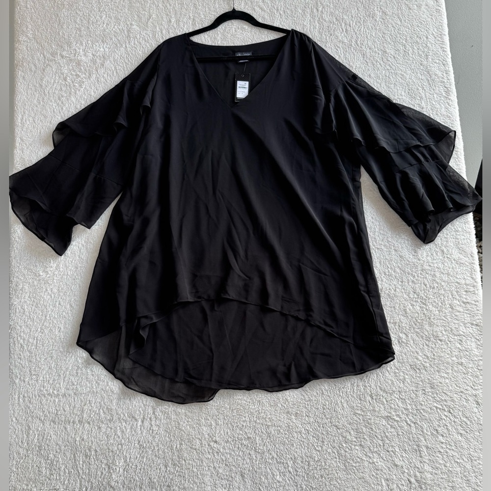 City Chic Ruffle Sleeves Top Size XL Black New